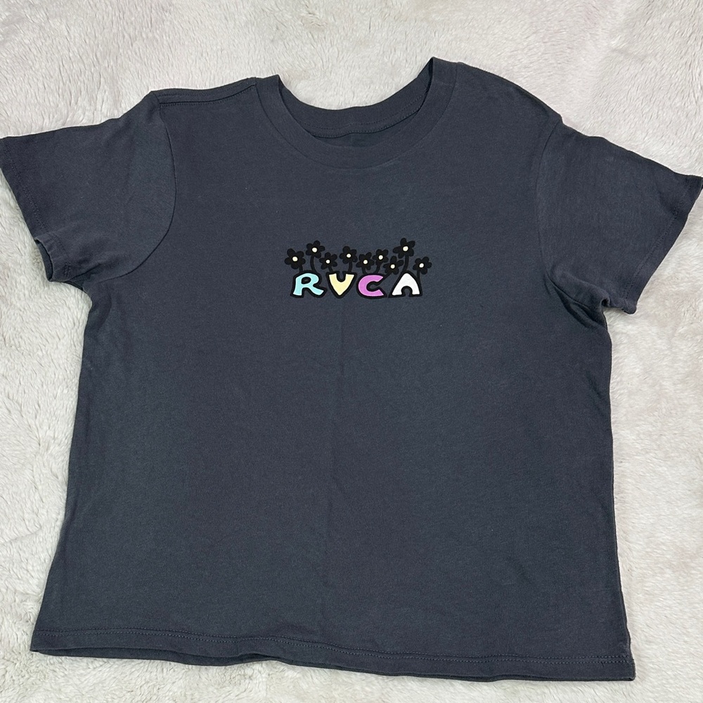 RVCA Kids Charcoal Tee with Colorful Logo